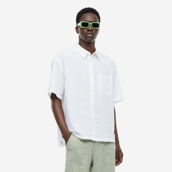 H&M Other - H&M White Short Sleeve Lightweight Cotton Button Down Casual Dress Shirt XL